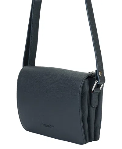 Shop Mancini Pebble Leather Connie Crossbody Handbag In Navyblue