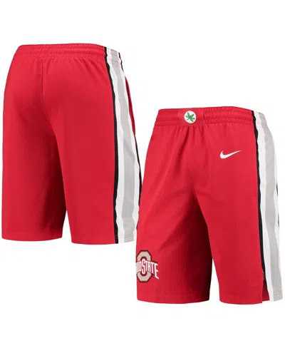 Shop Nike Men's  Scarlet Ohio State Buckeyes Replica Jersey Performance Basketball Shorts