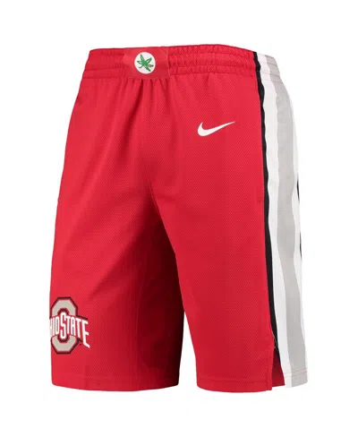 Shop Nike Men's  Scarlet Ohio State Buckeyes Replica Jersey Performance Basketball Shorts