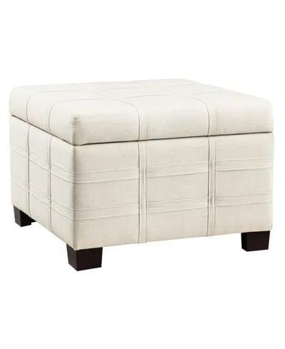 Office Star Detour Strap 29.75" Square Storage Ottoman In Wood And Linen Fabric Upholstery In Linen