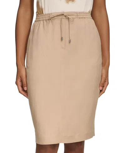 Shop Calvin Klein Women's Drawstring-waist Pencil Skirt In Nomad