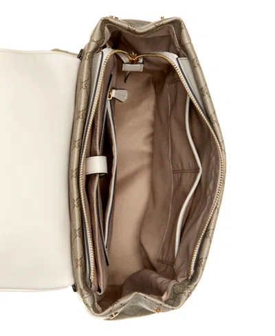 Shop Nine West Winsland Flap Backpack Bag In Beige Logo,milk