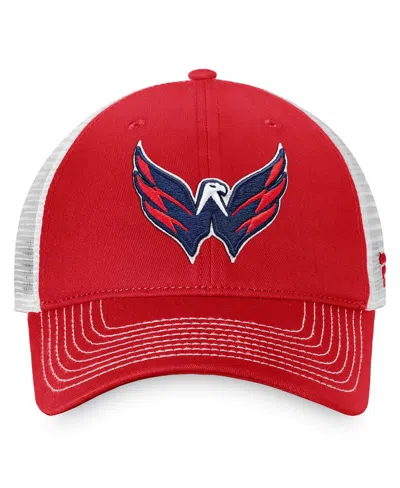 Fanatics Men's  Red, White Washington Capitals Slouch Core Primary Trucker Snapback Hat In Red,white