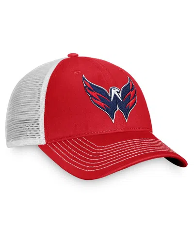 Fanatics Men's  Red, White Washington Capitals Slouch Core Primary Trucker Snapback Hat In Red,white