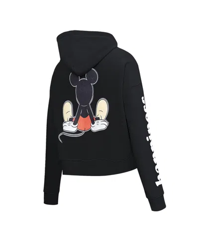 Shop Freeze Max Women's  Black Mickey Mouse Happiness Cropped Pullover Hoodie