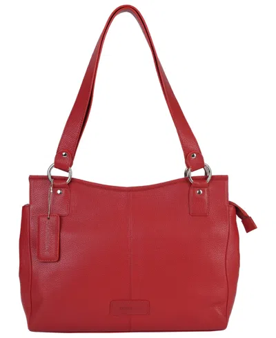 Shop Mancini Pebble Kelsea Leather Shoulder Bag In Red