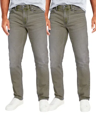 Shop Blu Rock Men's Flex Stretch Slim Straight Jeans, Pack Of 2 In Gray