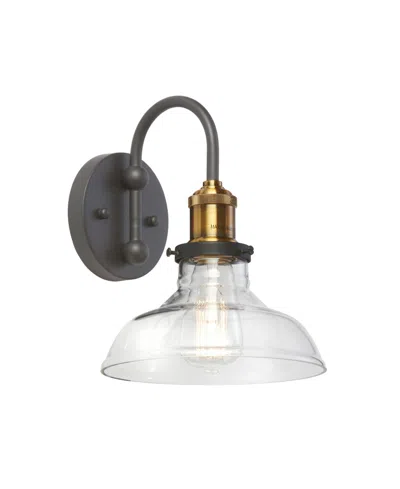 Shop Dainolite 10" Glass, Metal Vintage-like Wall Sconce With Glass In Antique Brass,black,clear
