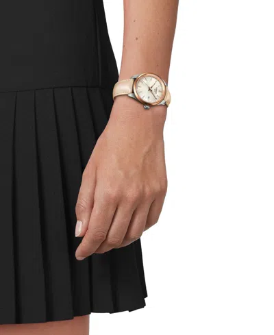 Tissot Unisex Swiss Pr 100 Cream Leather Strap Watch 34mm In No Color