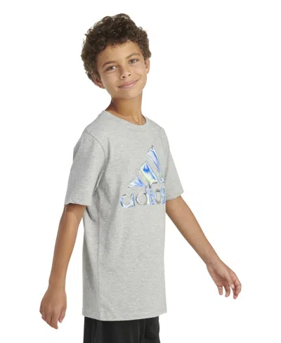 Shop Adidas Originals Big Boys Short Sleeve Chrome Logo Heather T-shirt In Medium Grey Heather