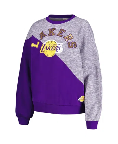 Shop G-iii 4her By Carl Banks Women's  Purple Los Angeles Lakers Benches Split Pullover Sweatshirt