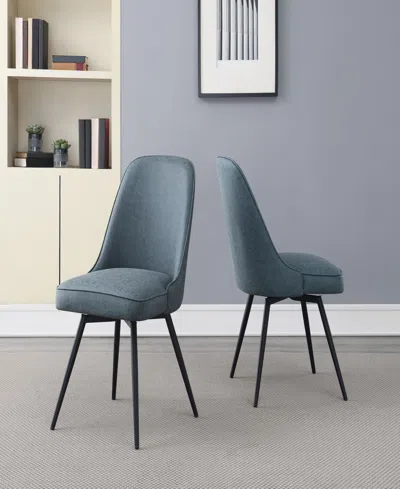 Office Star Penton Swivel Chair 19.5" W X 35" H, 2-pack In Navy Faux Leather With Black Metal Legs In Navy
