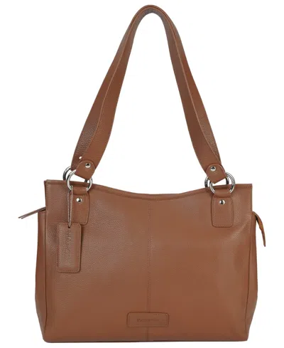 Shop Mancini Pebble Kelsea Leather Shoulder Bag In Camel