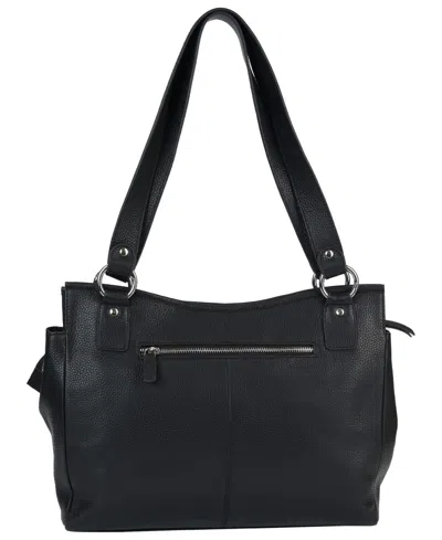 Shop Mancini Pebble Kelsea Leather Shoulder Bag In Navyblue