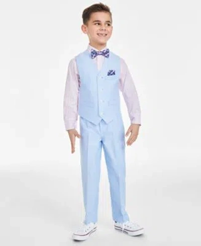 Shop Nautica Baby Toddler Little Boys Oxford Vest Set In Medium Blue
