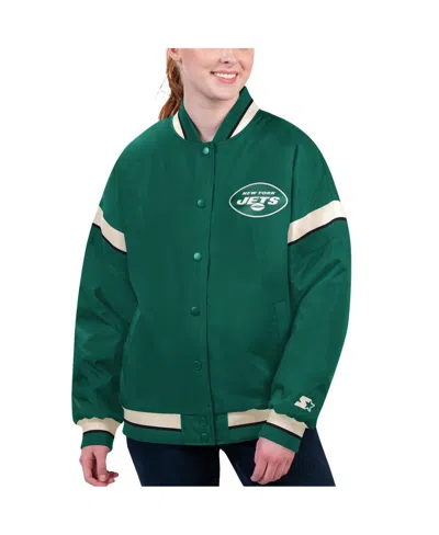 Shop Starter Women's  Green New York Jets Tournament Full-snap Varsity Jacket