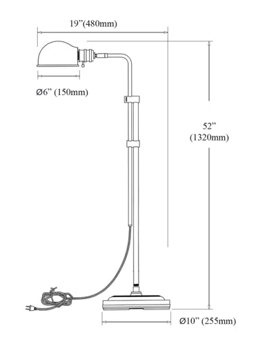 Shop Dainolite 40" Metal Fedora 1 Light Adjustable Pharmacy Floor Lamp In Aged Brass