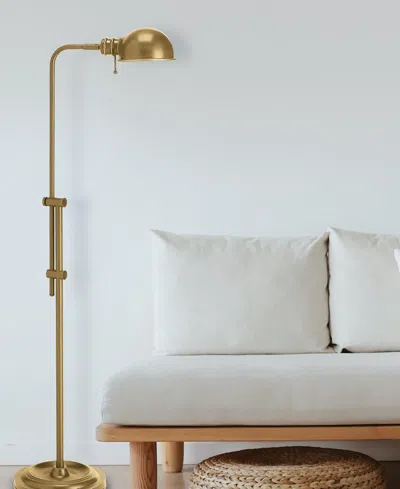 Dainolite 40" Metal Fedora 1 Light Adjustable Pharmacy Floor Lamp In Aged Brass