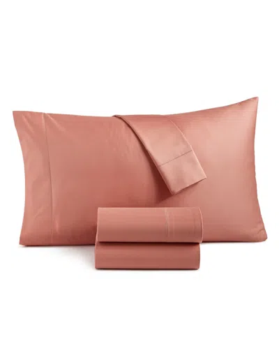 Shop Charter Club Damask Solid 550 Thread Count 100% Cotton 4-pc. Sheet Set, Full, Created For Macy's In Baked Clay