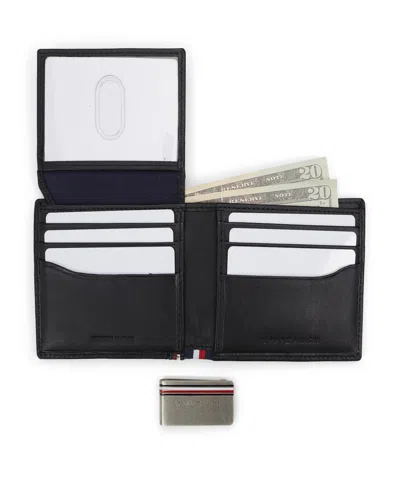 Shop Tommy Hilfiger Men's Rfid Global Striped Passcase Wallet And Money Clip Set In Black