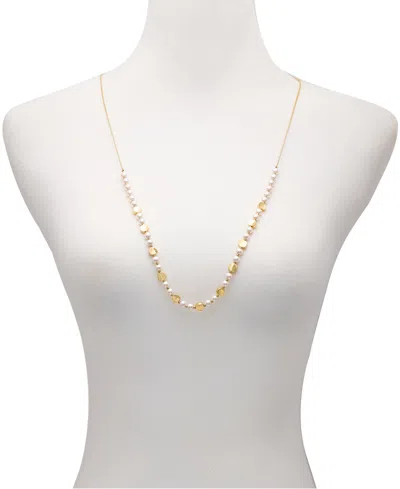 Shop T Tahari Gold-tone Imitation Pearl Long Statement Necklace