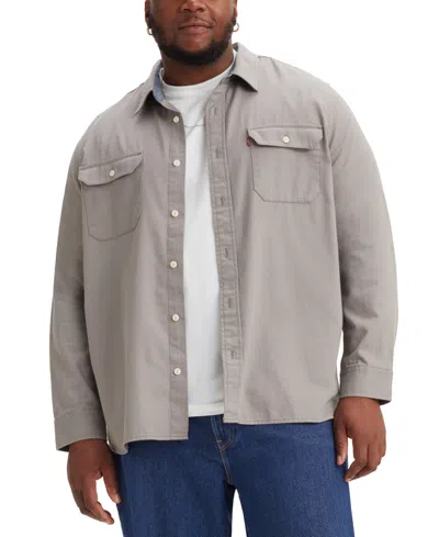 Shop Levi's Men's Big & Tall Relaxed Fit Button-front Worker Shirt In Frost Gray