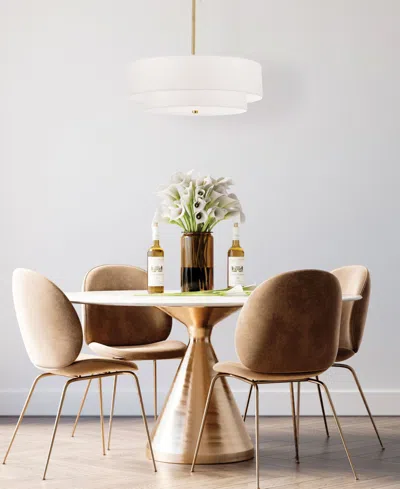 Shop Dainolite 9" Glass, Metal Everly 4 Light Tier Pendant With Shade In Aged Brass,white