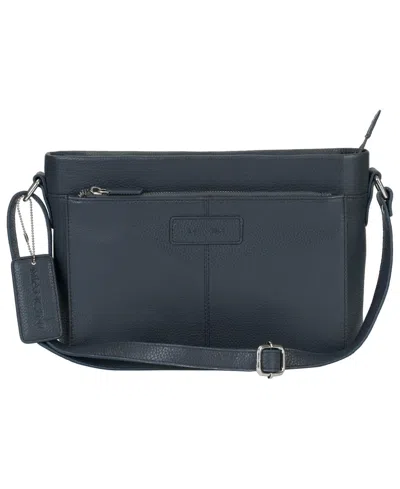 Shop Mancini Pebble Loretta Leather Crossbody Handbag With Organizer In Navyblue
