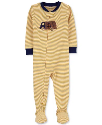Shop Carter's Baby Boys And Baby Girls 100% Snug Fit Cotton Footie Pajamas In Truck Yellow