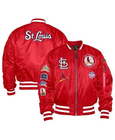 Shop New Era Men's  X Alpha Industries Red St. Louis Cardinals Reversible Full-zip Bomber Jacket