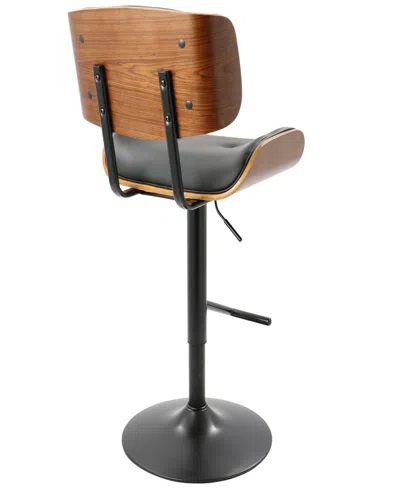 Lumisource Lombardi Mid-century Modern Adjustable Barstool In Faux Leather By  In Walnut,black