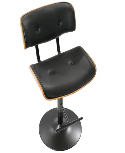 Lumisource Lombardi Mid-century Modern Adjustable Barstool In Faux Leather By  In Walnut,black