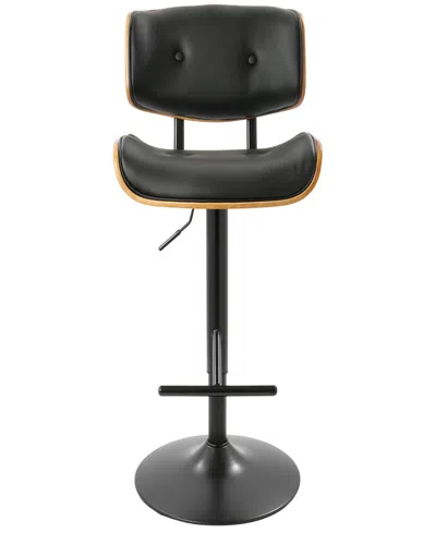 Shop Lumisource Lombardi Mid-century Modern Adjustable Barstool In Faux Leather By  In Walnut,black