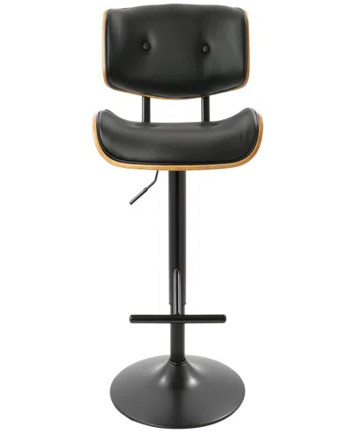 Lumisource Lombardi Mid-century Modern Adjustable Barstool In Faux Leather By  In Walnut,black