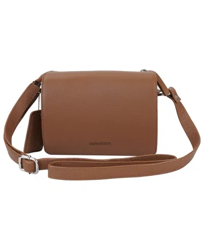 Shop Mancini Pebble Leather Connie Crossbody Handbag In Camel