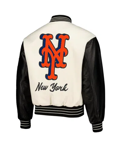 Shop Pleasures Men's  White New York Mets Full-snap Varsity Jacket