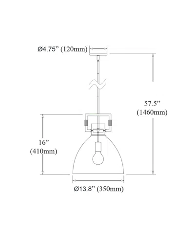 Dainolite 16.75" Metal Liberty 1 Light Pendant In Clear,matte Black