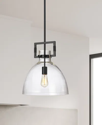 Dainolite 16.75" Metal Liberty 1 Light Pendant In Clear,matte Black