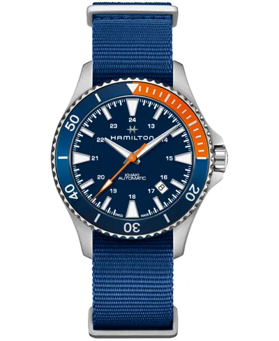Shop Hamilton Men's Swiss Automatic Scuba Blue Nato Strap Watch 40mm