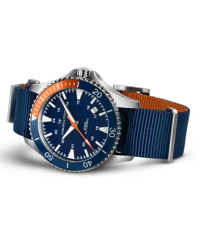 Shop Hamilton Men's Swiss Automatic Scuba Blue Nato Strap Watch 40mm