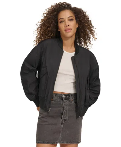 Shop Levi's Women's Lightweight Techy Bomber Jacket In Black