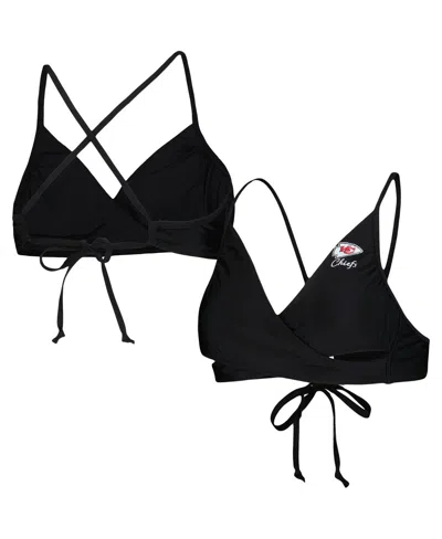 G-iii 4her By Carl Banks Black Kansas City Chiefs Hall Of Fame Bikini Top In Black