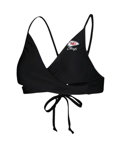 G-iii 4her By Carl Banks Black Kansas City Chiefs Hall Of Fame Bikini Top In Black