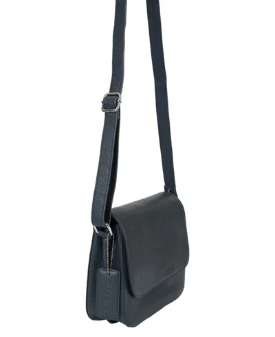 Shop Mancini Pebble Alison Leather Crossbody Handbag In Navyblue