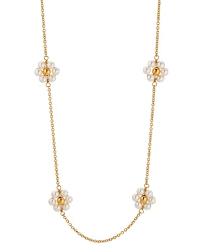 Ajoa By Nadri 18k Gold-plated Imitation Pearl Flower Collar Necklace, 15' + 3" Extender In Gold