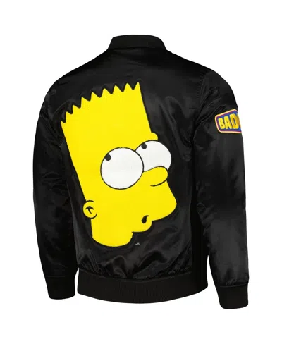 Shop Freeze Max Men's  Black The Simpsons Bart Simpson Satin Full-snap Jacket