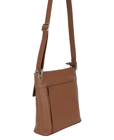 Shop Mancini Pebble Trish Leather Crossbody Handbag With Organizer In Camel