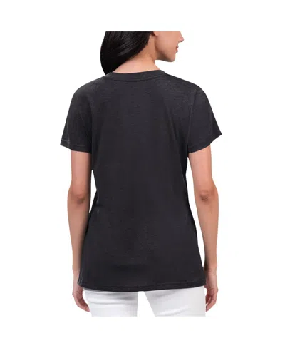 G-iii 4her By Carl Banks Women's  Black Distressed Martin Truex Jr Key Move V-neck T-shirt In Black