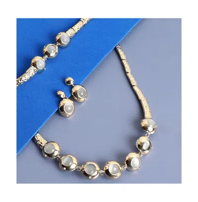 Shop Sohi Women's Gold Metallic Circular Necklace, Earrings And Bracelet (set Of 3)