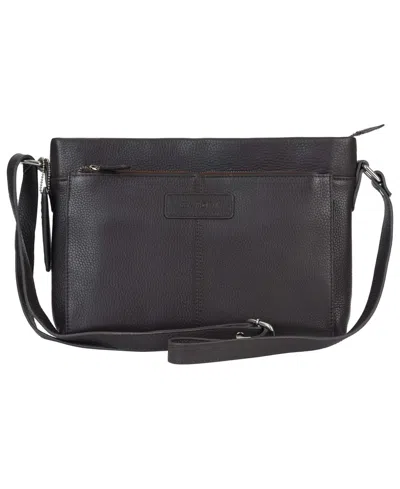 Shop Mancini Pebble Loretta Leather Crossbody Handbag With Organizer In Brown